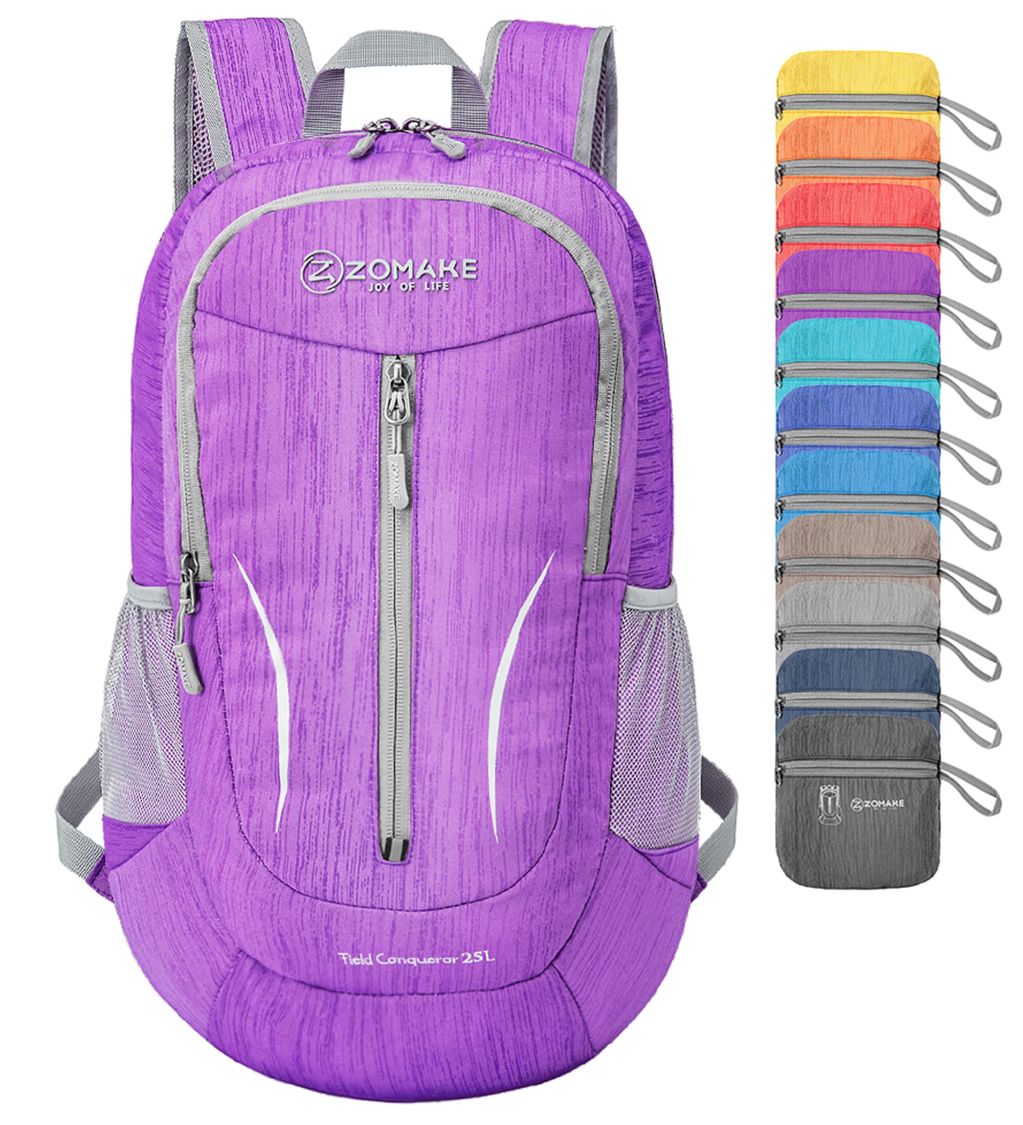ZOMAKE Foldable Backpack Lightweight 25L - Packable Small Backpacks Water Resistant,Hiking Backpack for Outdoor Travel Walking,Camping (Purple)