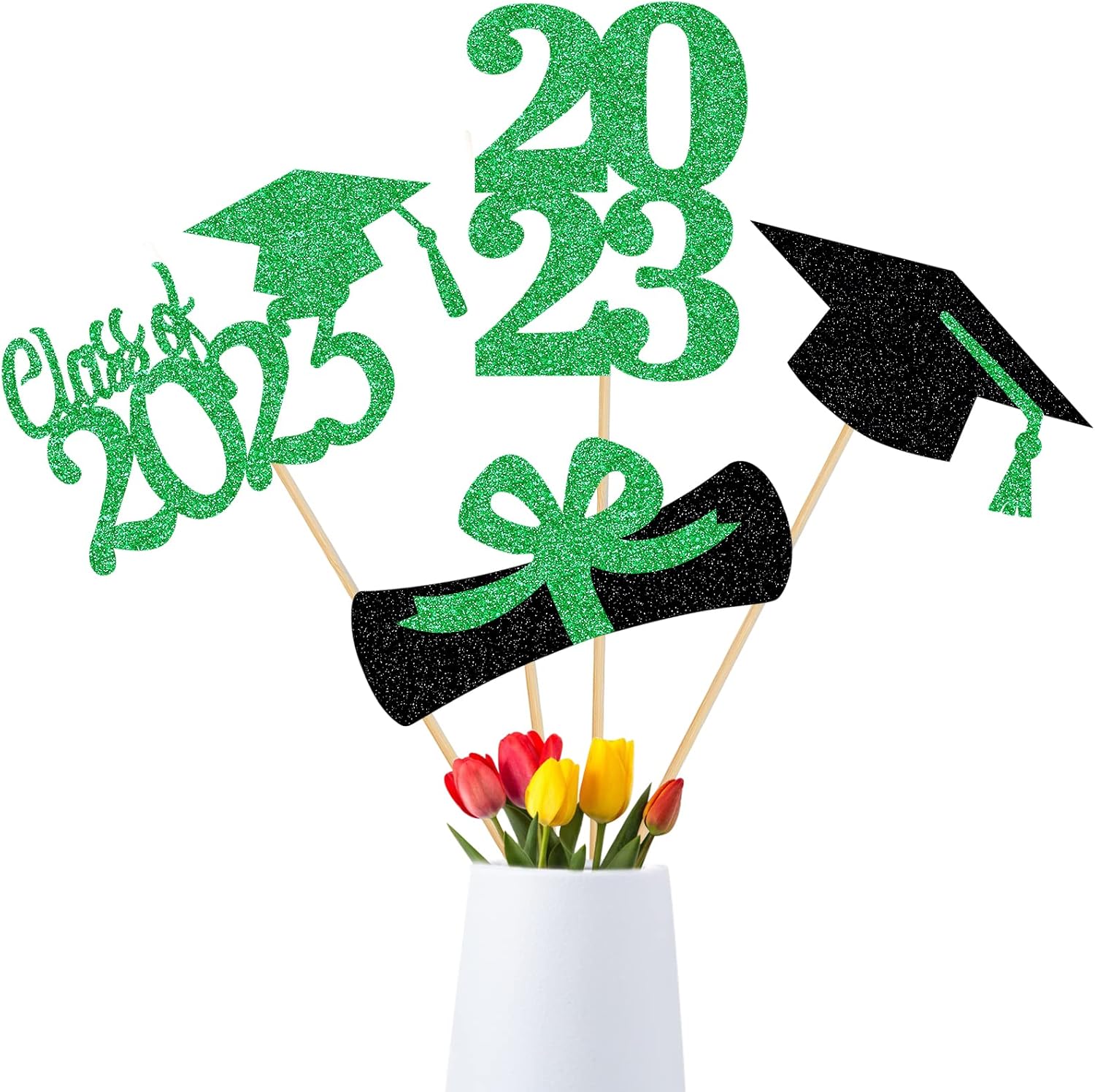 Green Graduation Table Centerpieces Sticks Graduation Party