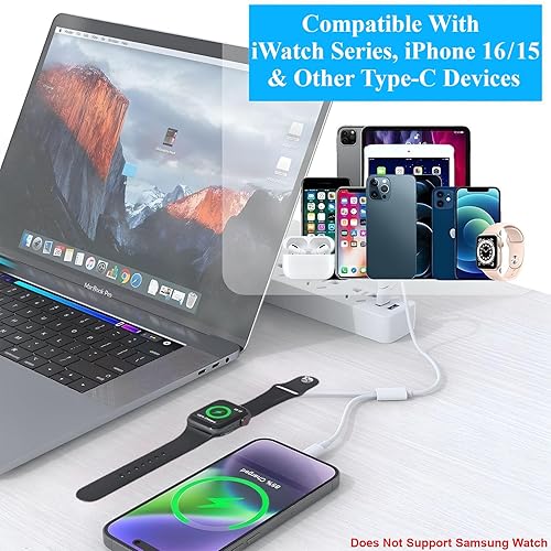 Miniatura 10 de Cargador corto 3 en 1 para Apple Watch, cable de carga portátil compatible con iWatch Series SE87654321 y iPhone 14131211ProMaxXSX, iPad, Pods,
