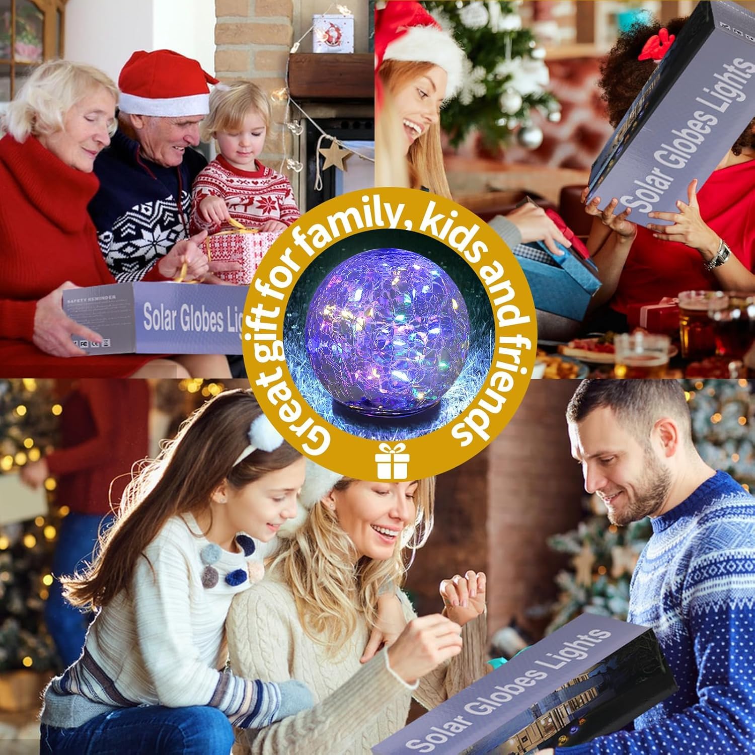 4 luci solari a globo per esterni, impermeabili, per giardino, sfera di vetro incrinato, luci solari per esterni, decorazioni per esterni e esterni, per patio e cortile, prato, cortile