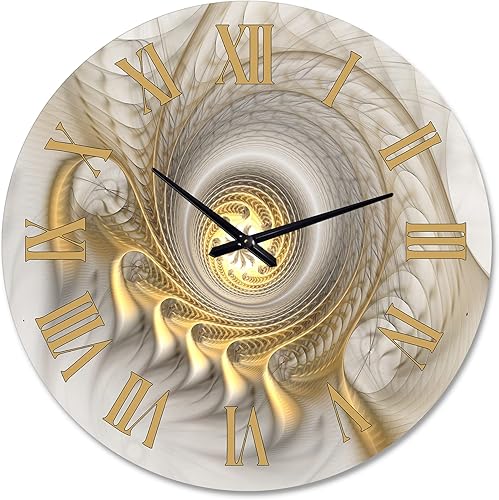 Miniatura 2 de Reloj de pared moderno 'Fractal brillante con curvas recursivas' reloj de pared grande para decoración de cocina, dorado, 29 x 29 pulgadas