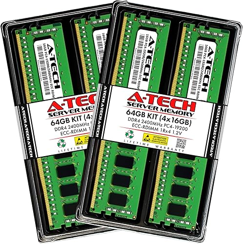 A-Tech 64GB Kit (4x16GB) RAM for ASUS Rack Server RS400-E8-PS2-F, RS500-E8-RS4, RS540-E8-RS36-ECP, RS700-E8-RS4, RS720Q-E8-RS12 DDR4 2400MHz