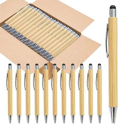 lyforx 100 Uds bolígrafos de bambú a granel con punta táctil de madera de bambú bolígrafos de bambú grabado bolígrafo de regalo personalizable a lyforx 100 Uds bolígrafos de bambú a granel con punta táctil de madera de bambú bolígrafos de bambú grabado bolígrafo de regalo personalizable a