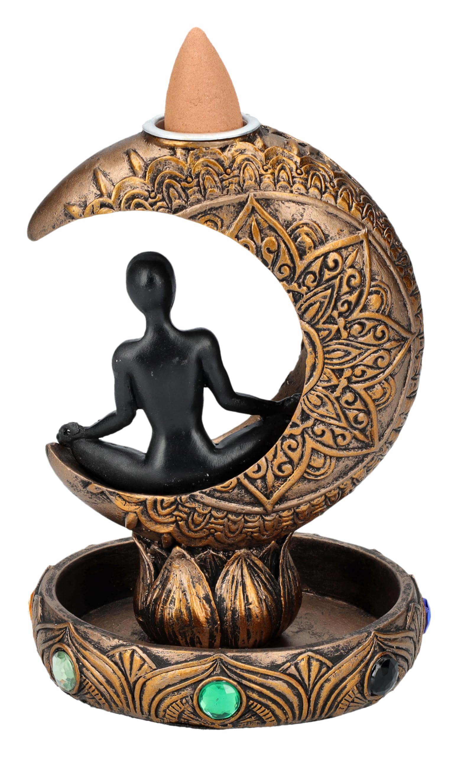 Esperienza di affumicatura spirituale: Chakra Luna Backflow supporto per incenso con 7 colori, 10 cm, design Lotus