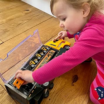 Teamsterz Construction Transporter Vehicle Playset | Construction Car, Lorry And Construction Truck Toys | Indoor And Outdoor Sandpit Toys | Toy Car Launcher | Cars Storage And Ramp | Ages 3+
