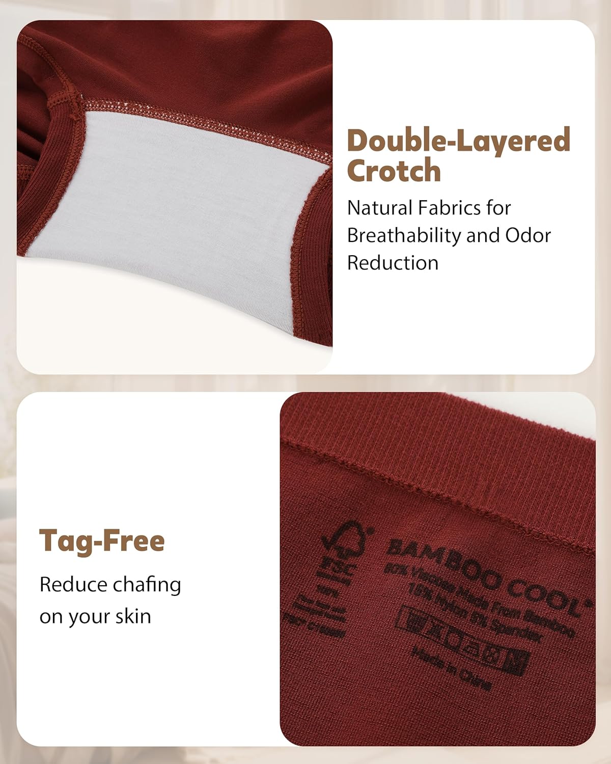 BAMBOO COOL Seamless Boyshort Underwear for Women Mid Waist Stretchy Panties Moisture Wicking Boxer Briefs 5 Pack - Image 5