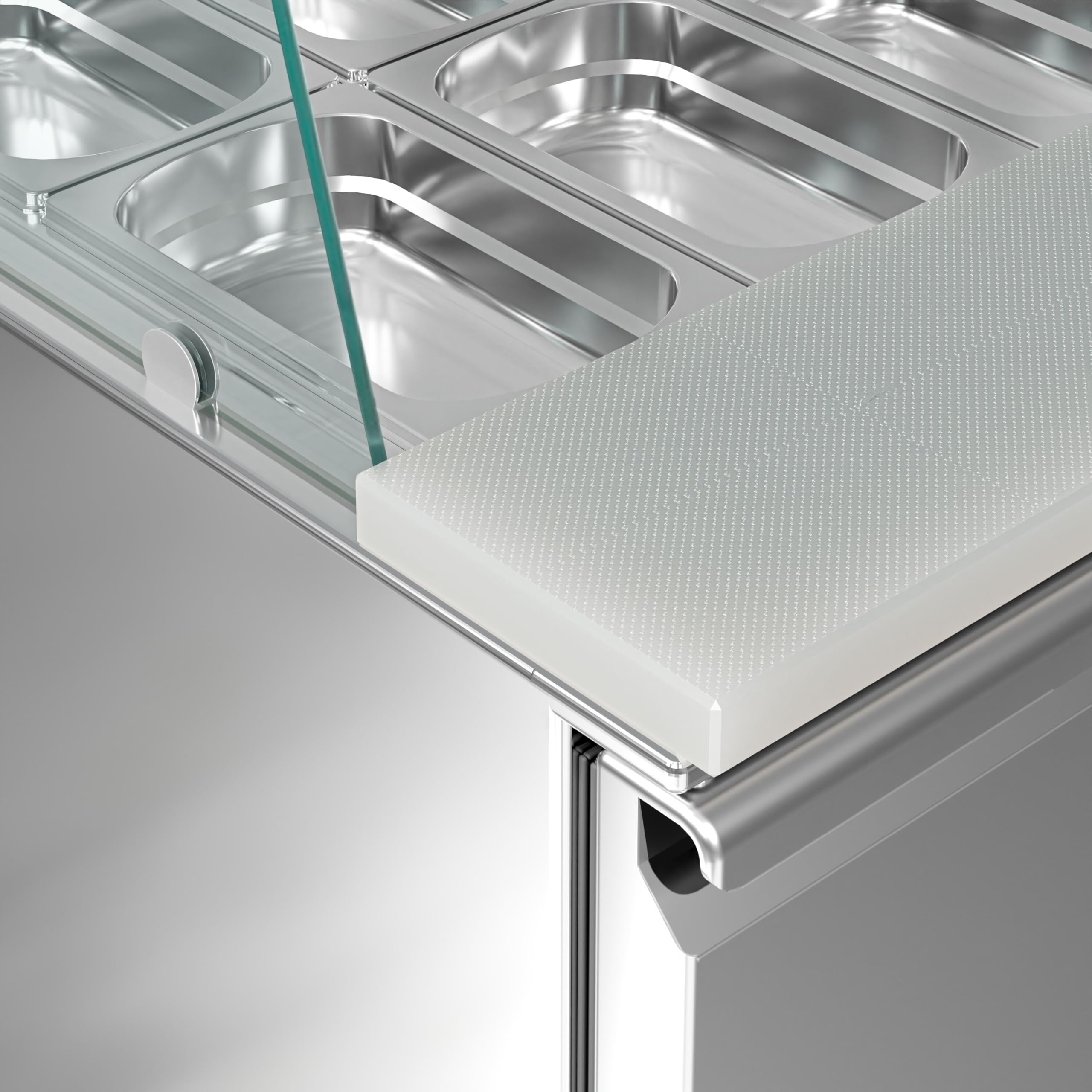 GGM Gastro Saladette ECO - 3 Puertas - 260 Litros - Parte Superior de Vidrio Alto - 4x GN 1/1 - Acero Inoxidable - Aislamiento de Poliuretano de 4 cm - Termostato - SAG147DRG#GSG147#07