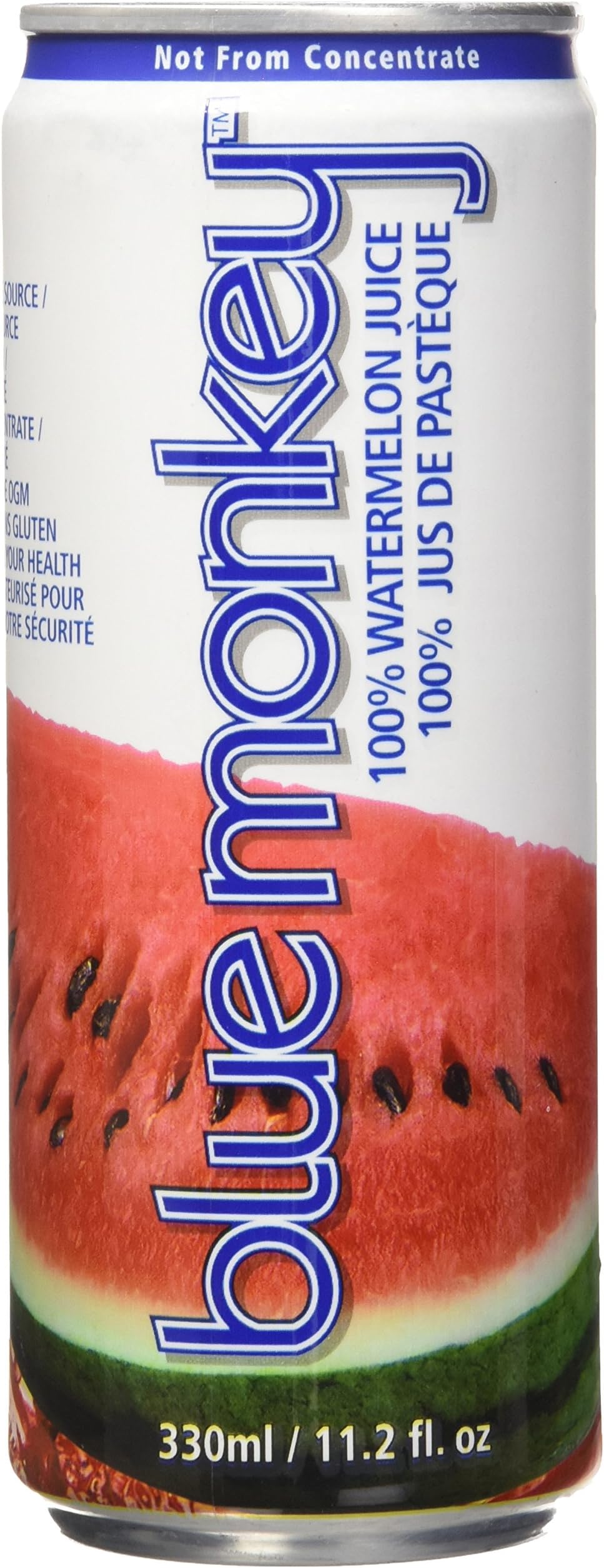 Blue Monkey 100% Pure Watermelon Juice - No Sugar Added, Not from Concentrate - Halal Certified - Plant-Based Hydration Drink with Vitamin C, Lycopene & Electrolytes - Shelf Stable - 11.2oz (330ml) 12-Pack