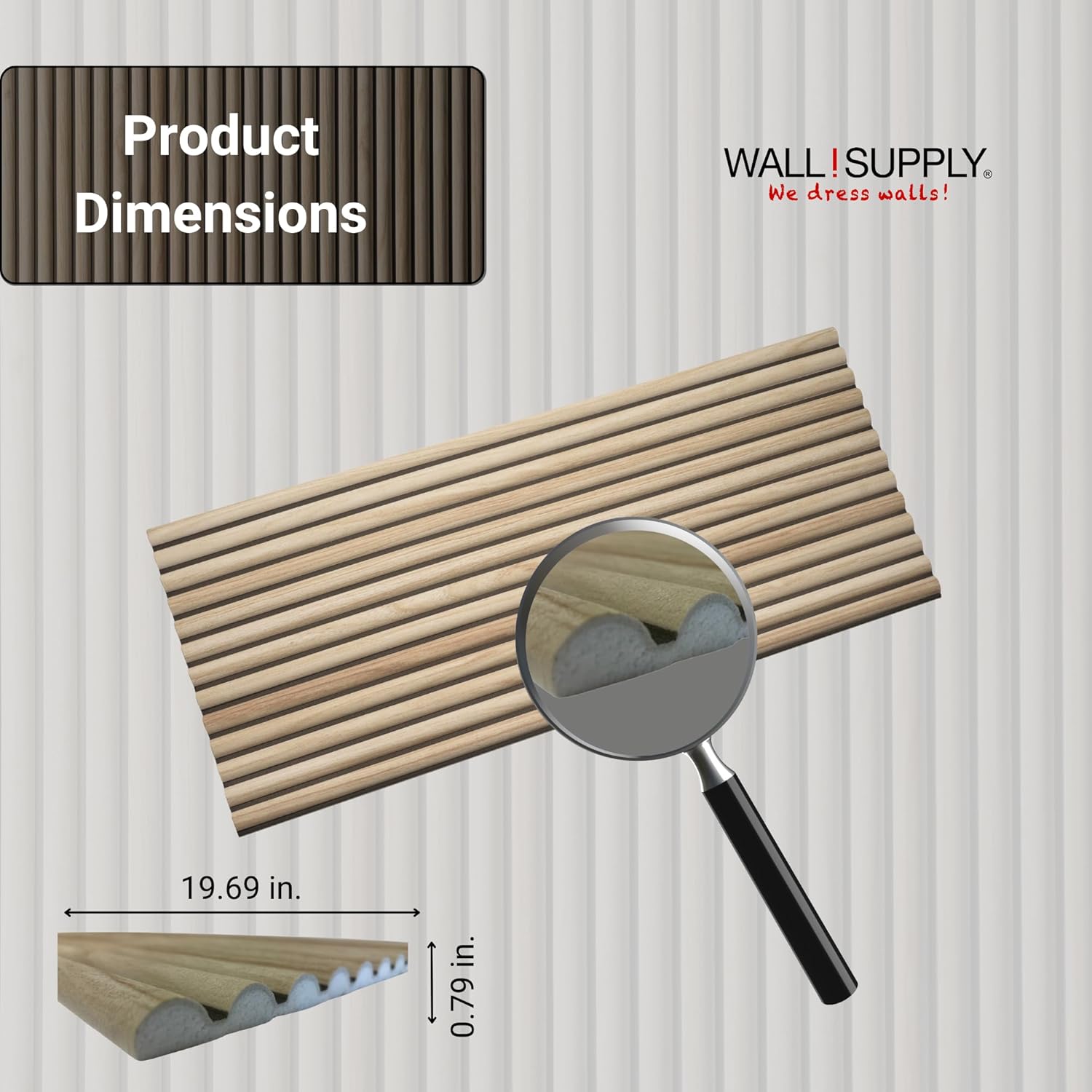 Wall!Supply Ultralight Linari Round Natural HD Printed Wall Panel - 3D EPS Foam Wall Panels - Easy DIY Installation - Natural Wood Look Finish - Set of 4 Panels (24.97 sq ft)