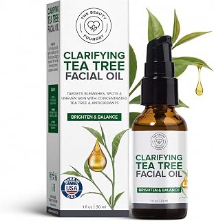 Beauty Foundry Tea Tree Facial Oil: Clarifies Acne, Evens Skin Tone, Antioxidant-Rich for Clear, Hydrated Skin - 1oz