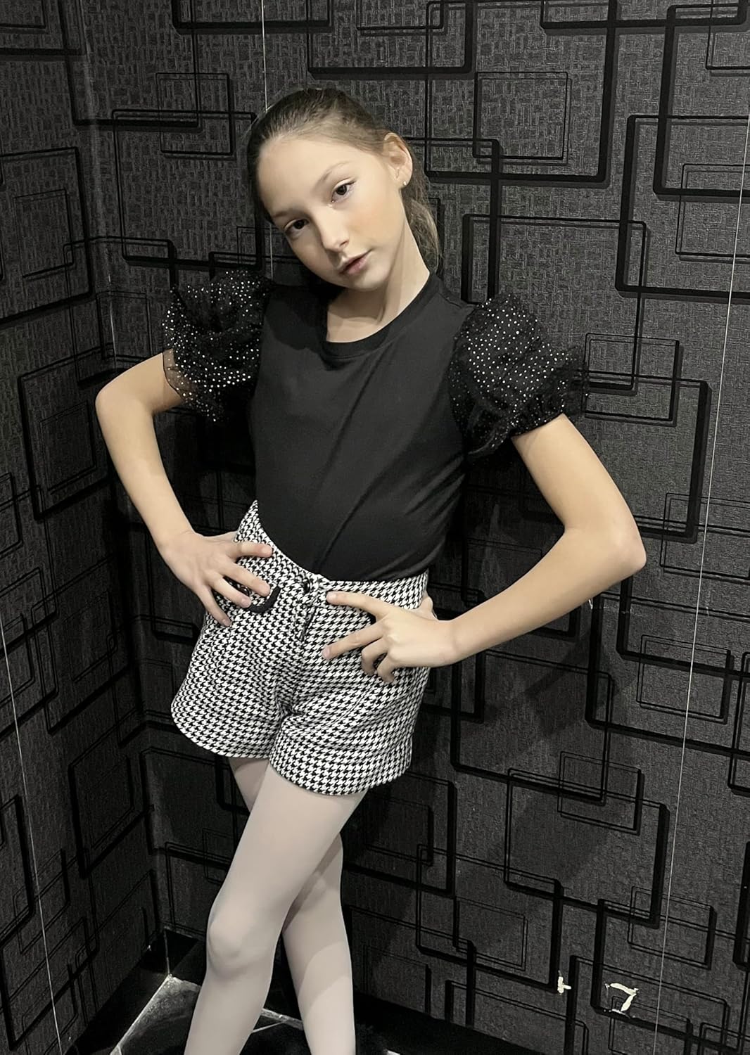 Arshiner Girls Shirts Mesh Puff Short Sleeves Blouse Crewneck Cute Print Summer Kids Tee Tops - Image 2