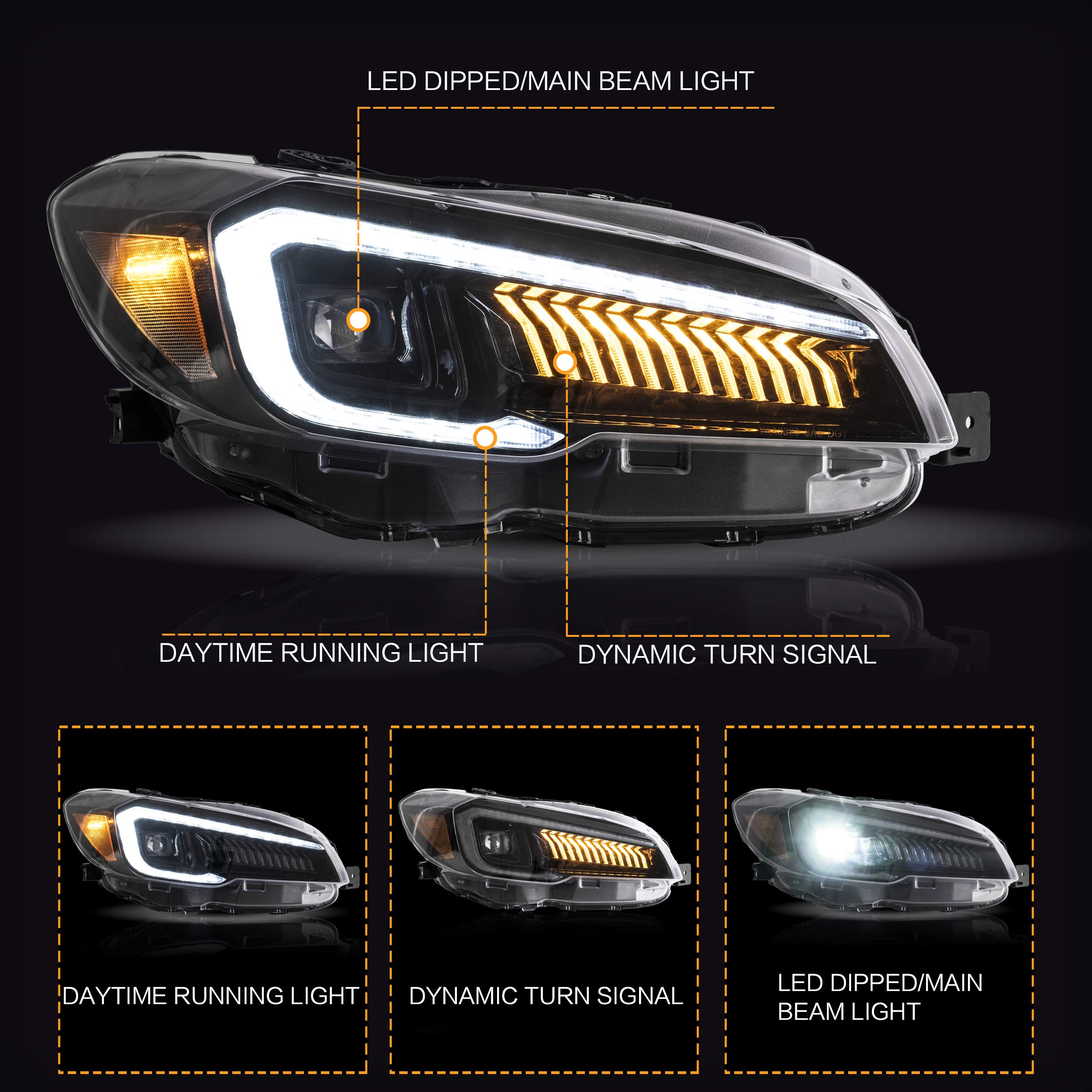 Amazon | VLAND ヘッドライトアセンブリ スバル WRX STI 2015