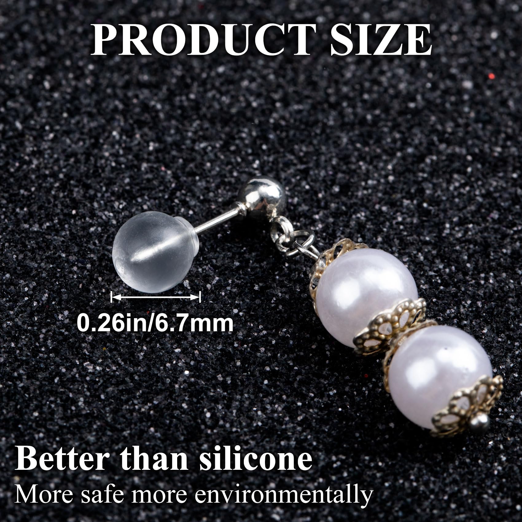 Alpinleux 50 Pcs Comfort Impenetrable Soft Safety Backs, Secure Clear Rubber Earring Backs, TPE Material Backs for Earrings Posts (6.7mm)