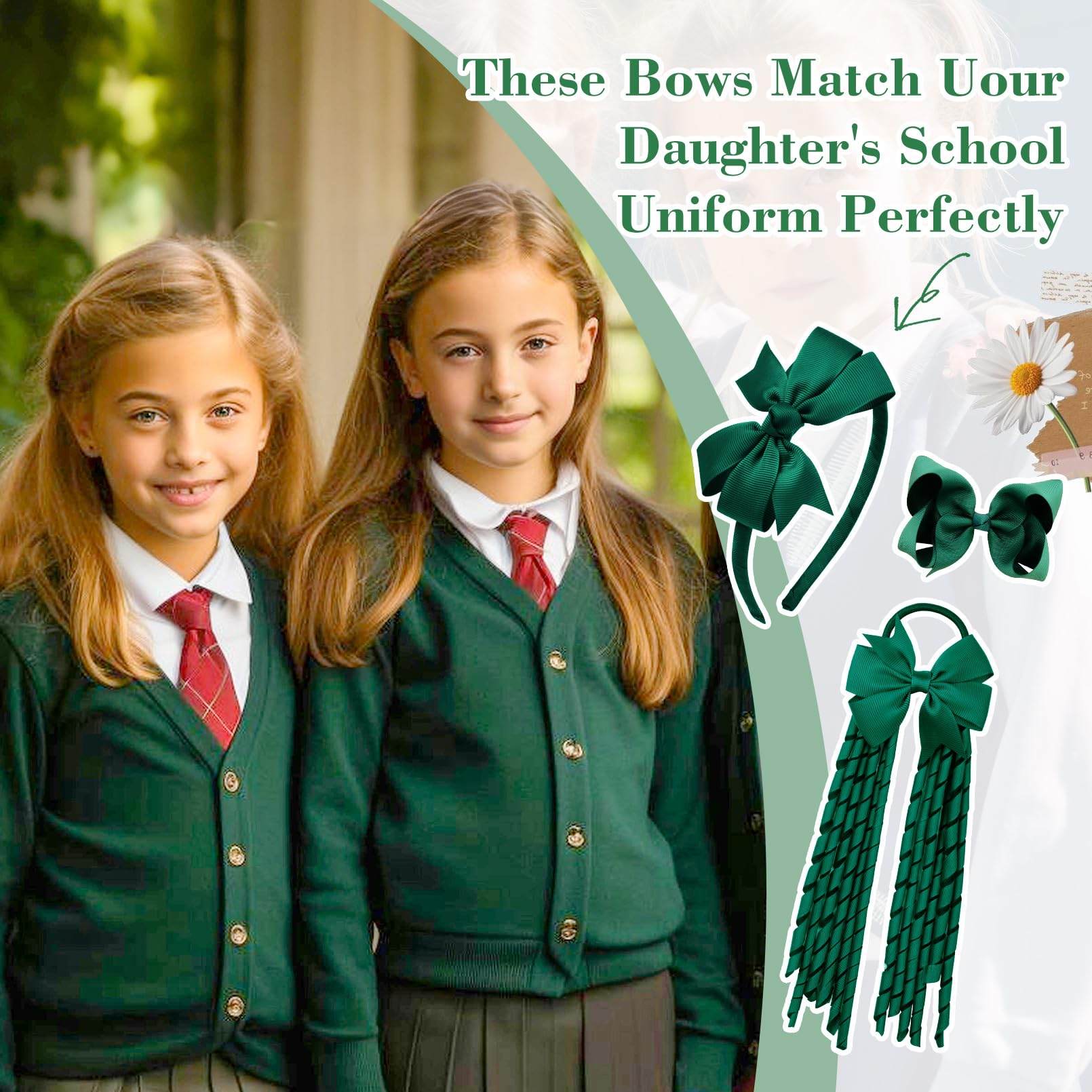 Hair Accessories Set 13 Pcs Girl School Bows Hair Clips Headbands Ties Amazon.com: DEEKA Burgundy Uniform Hair Accessories Set, 15  main image 3