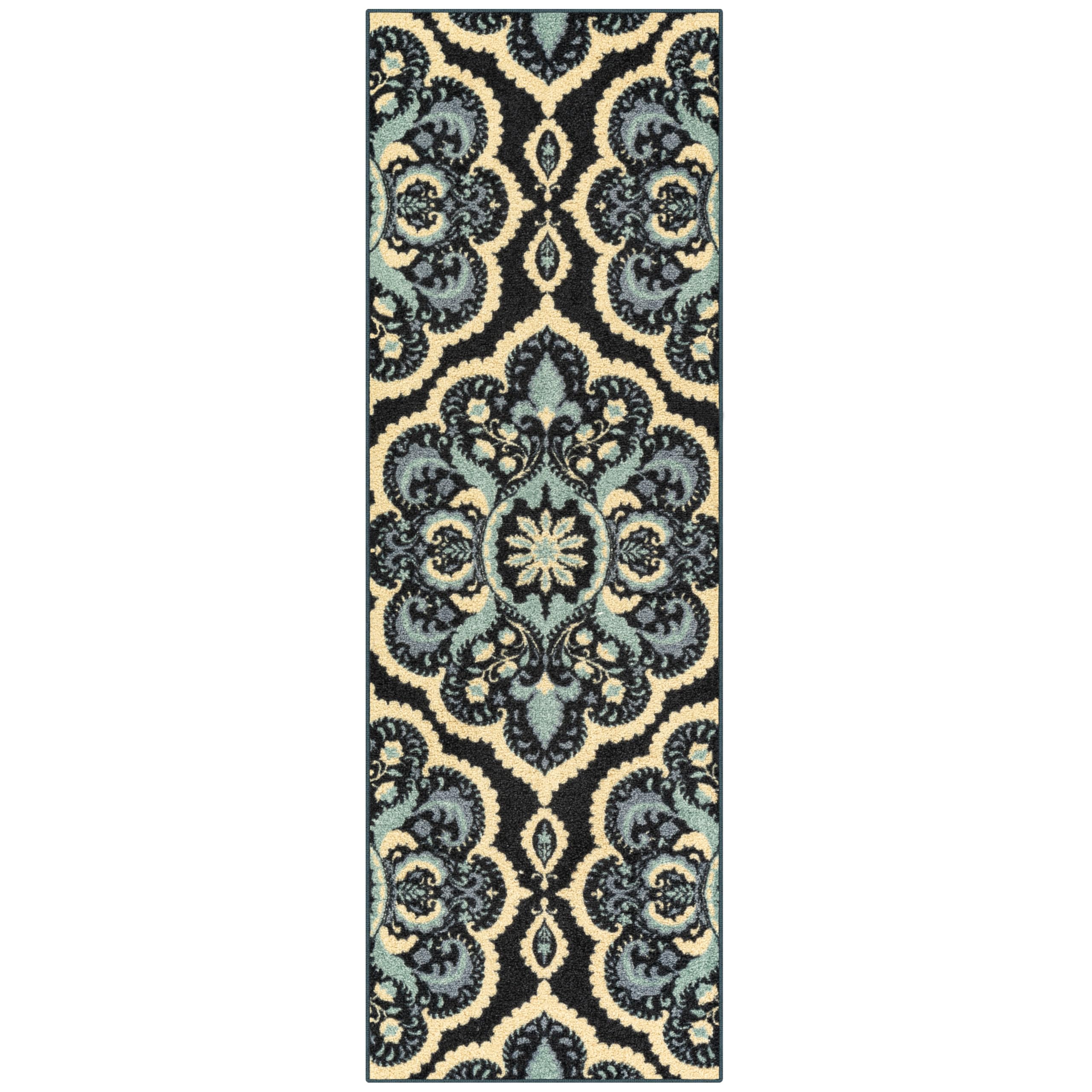 Maples Rugs Vivian Medallion Runner Rug - Made in USA - Washable, Non Slip, Indoor Carpet for Hallway, Kitchen, and Laundry Room, 2' x 6', Persian