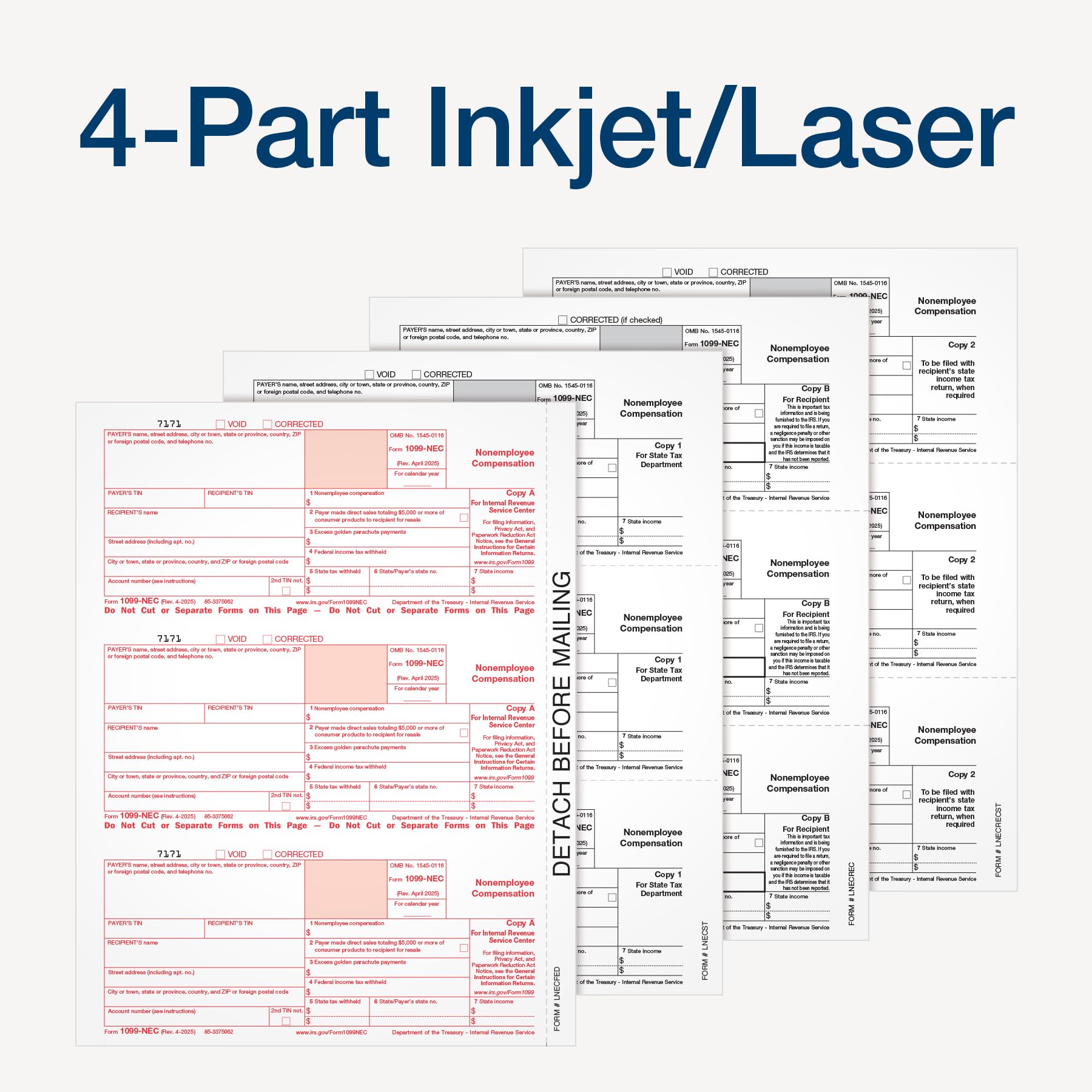Adams 1017235 NEC Steuerformular-Set, 4-teilig für 50 Empfänger, kompatibel mit Tintenstrahl-/Laserdruckern, inklusive 6 1096-Formularen, 50 selbstklebenden Sicherheitsumschlägen, Zugang zu Adams
