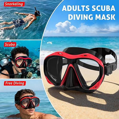 Miniatura 6 de Scuba Mask Adults, Diving mask, Snorkel Swimming Goggles with Nose Cover for Youth, Free Diving Mask, Panoramic HD Tempered Glass Snorkeling Gear