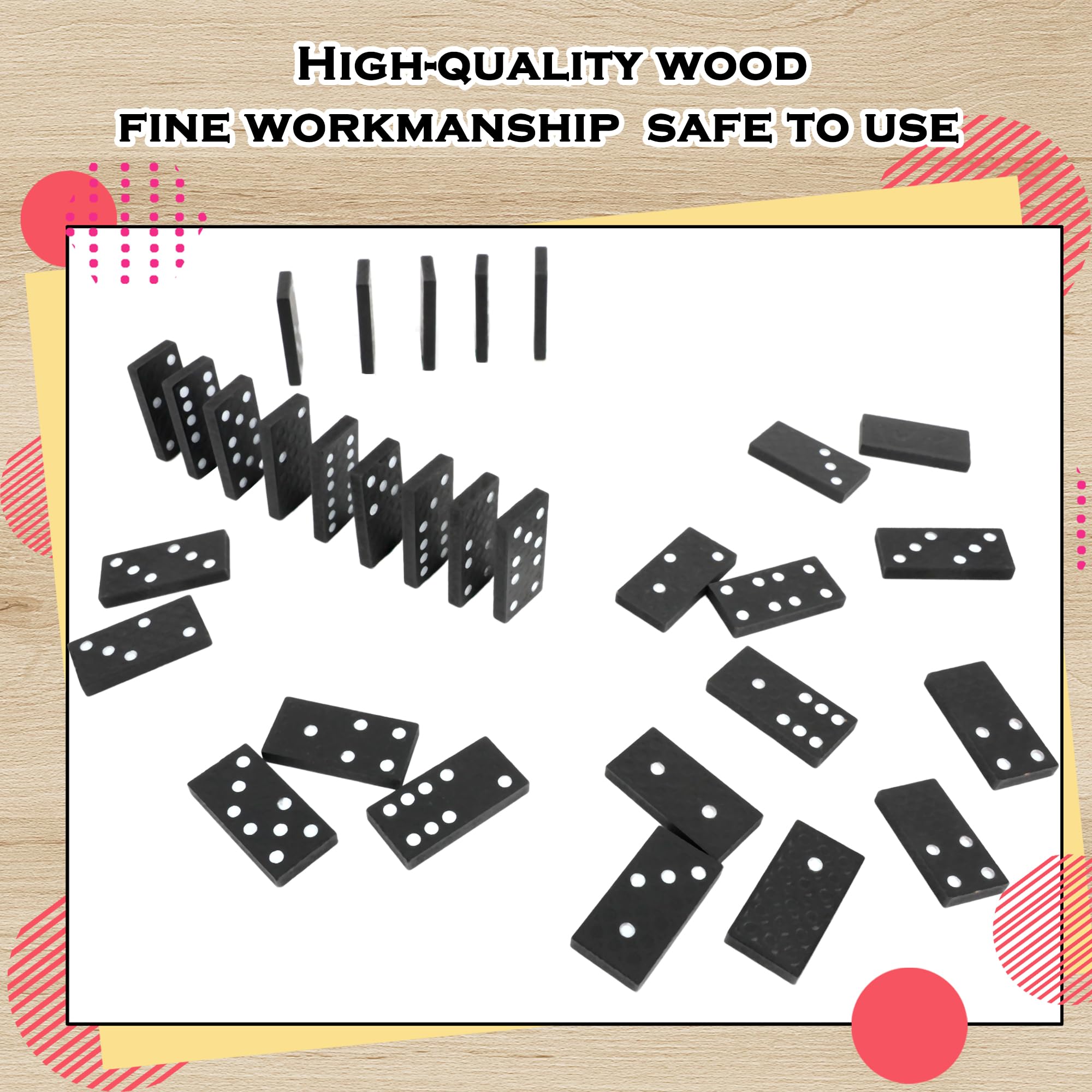 Kugliwa 30 Pack Double 6 Dominoes Wood Mini Wooden Dominoes Set Classic Board Games Bulk for Brown Wood Case Chain Reaction Sets - Image 4