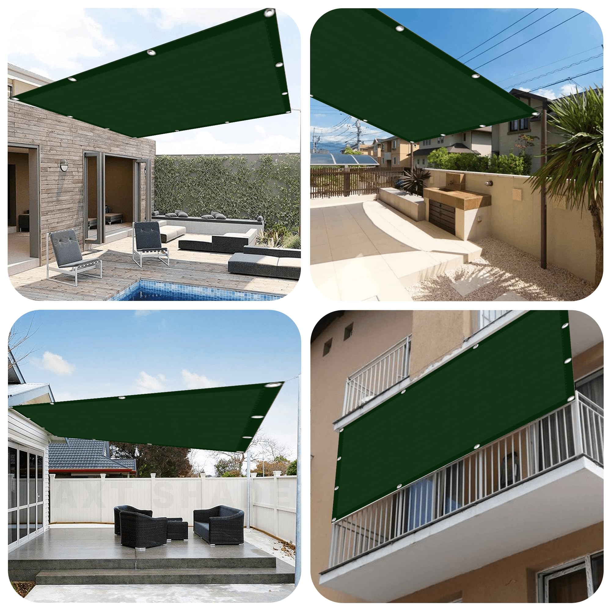 sonnensegel 360 x 500 Nach Maß cm Wasserdicht Rechteckig Sonnenschutz Premiumpolyeste für Außenbereich, Garten, Camping, Terrasse, Dunkelgrün Color:Serpentine | ChromaPop Everyday Violet Mirror Set Pedale für Lanztec leichtgewicht