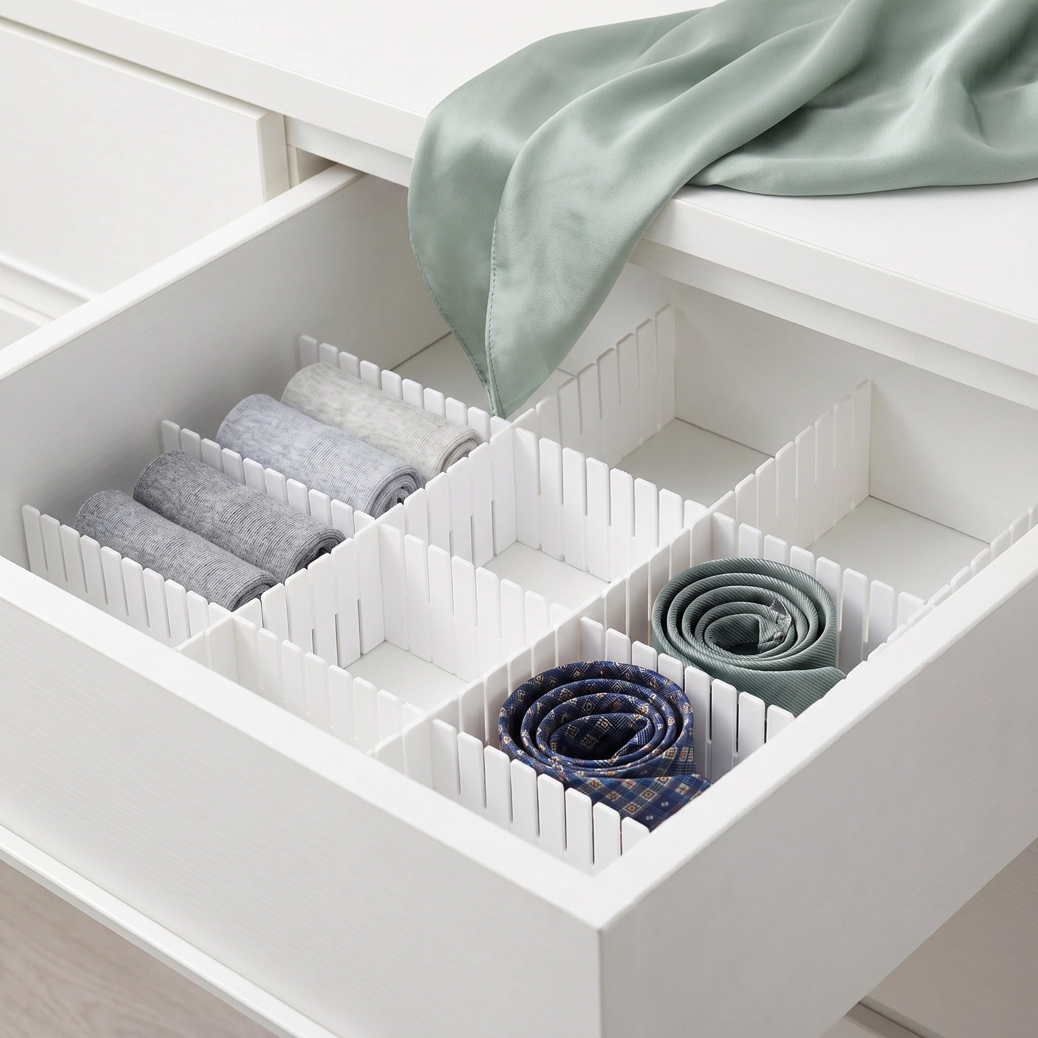Lurrose 40 divisori per cassetti: 1,97" (5 cm) divisori regolabili per riporre e tenere in ordine biancheria intima, calze, vestiti, abiti, scrivania e scatole in cucina, camera da letto e