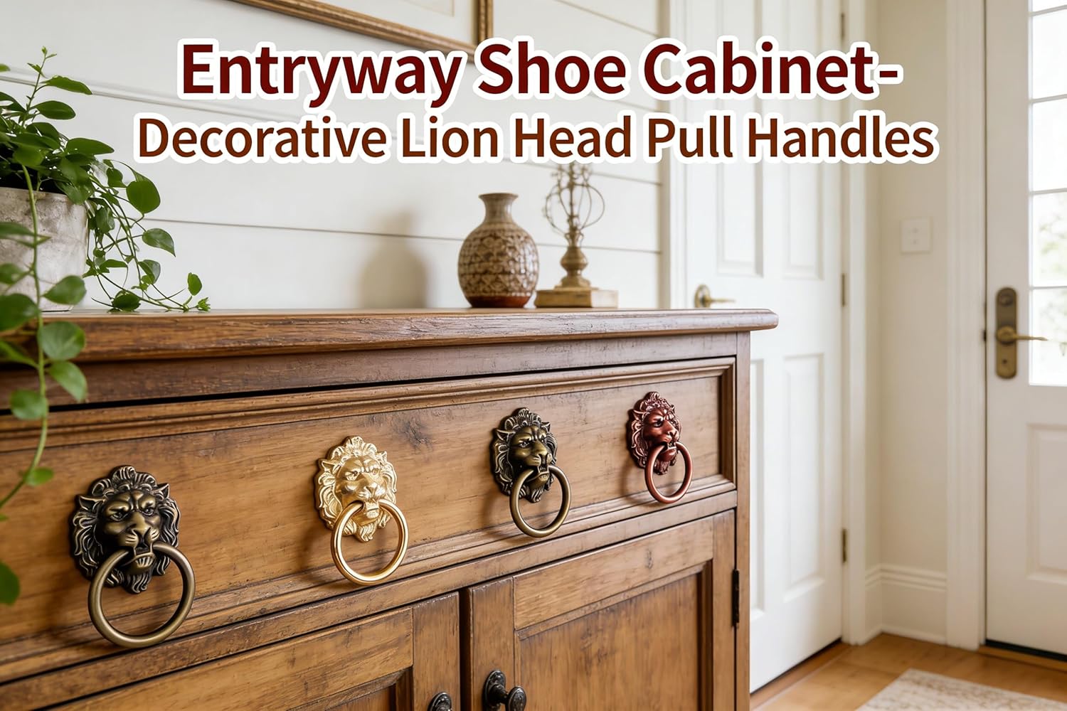 MAGIKON 3-Pack Lion Head Drawer Pull Handles - Vintage Cabinet Knobs for Dressers, Cupboards & Chests (2-Inch Diameter)