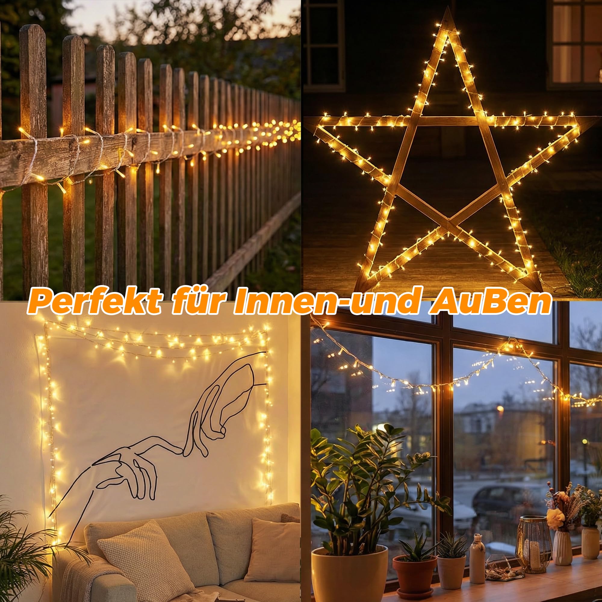 HeiPard Lichterkette Außen Innen 80m 800LED, Warmweiß LED Lichterketten Outdoor Strom mit mit Fernbedienung Timer Dimmbar, 8 Modi IP44 Wasserdicht String Lights für Garten Balkon Hochzeit Party