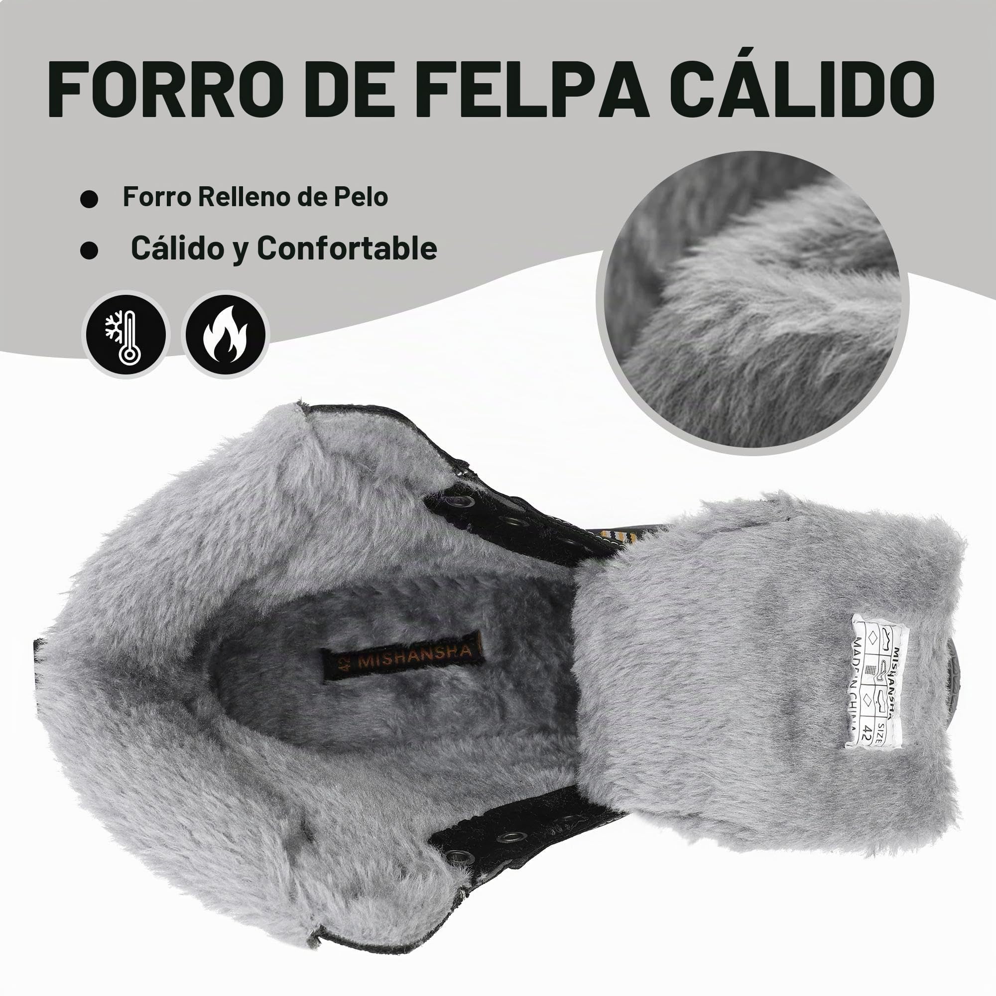 Mishansha Botas de Nieve Hombre Mujer Invierno Negro Grafito Gr.41