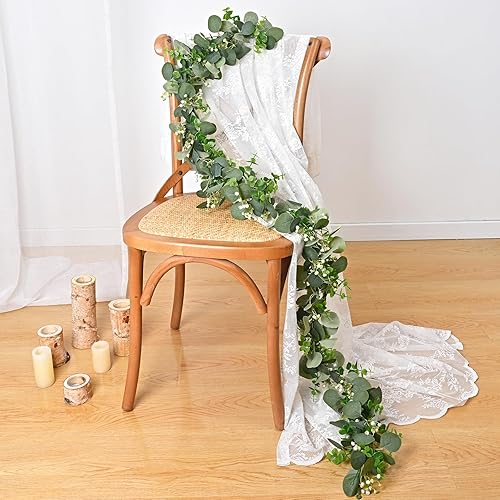 Miniatura 9 de Dolicer Paquete de 2 guirnaldas artificiales de eucalipto de 6 pies, guirnalda de vegetación de semillas sintéticas, guirnalda falsa colgante a