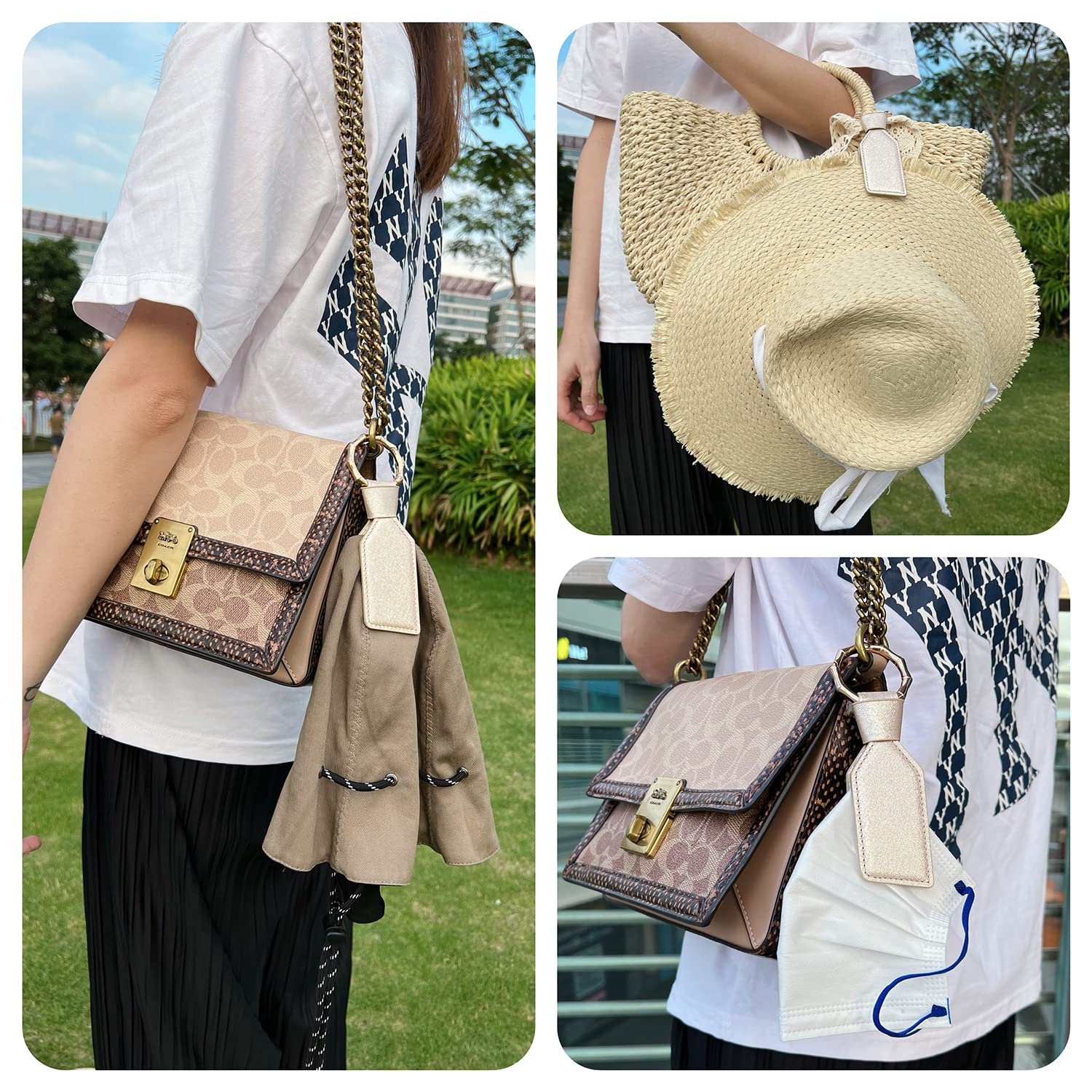 Geteawily Supporto per cappello da viaggio sulla borsa, clip per cappello da viaggio, clip a becco d' in pelle PU per tenere sulla borsa, accessorio per borse da sole e cappelli a