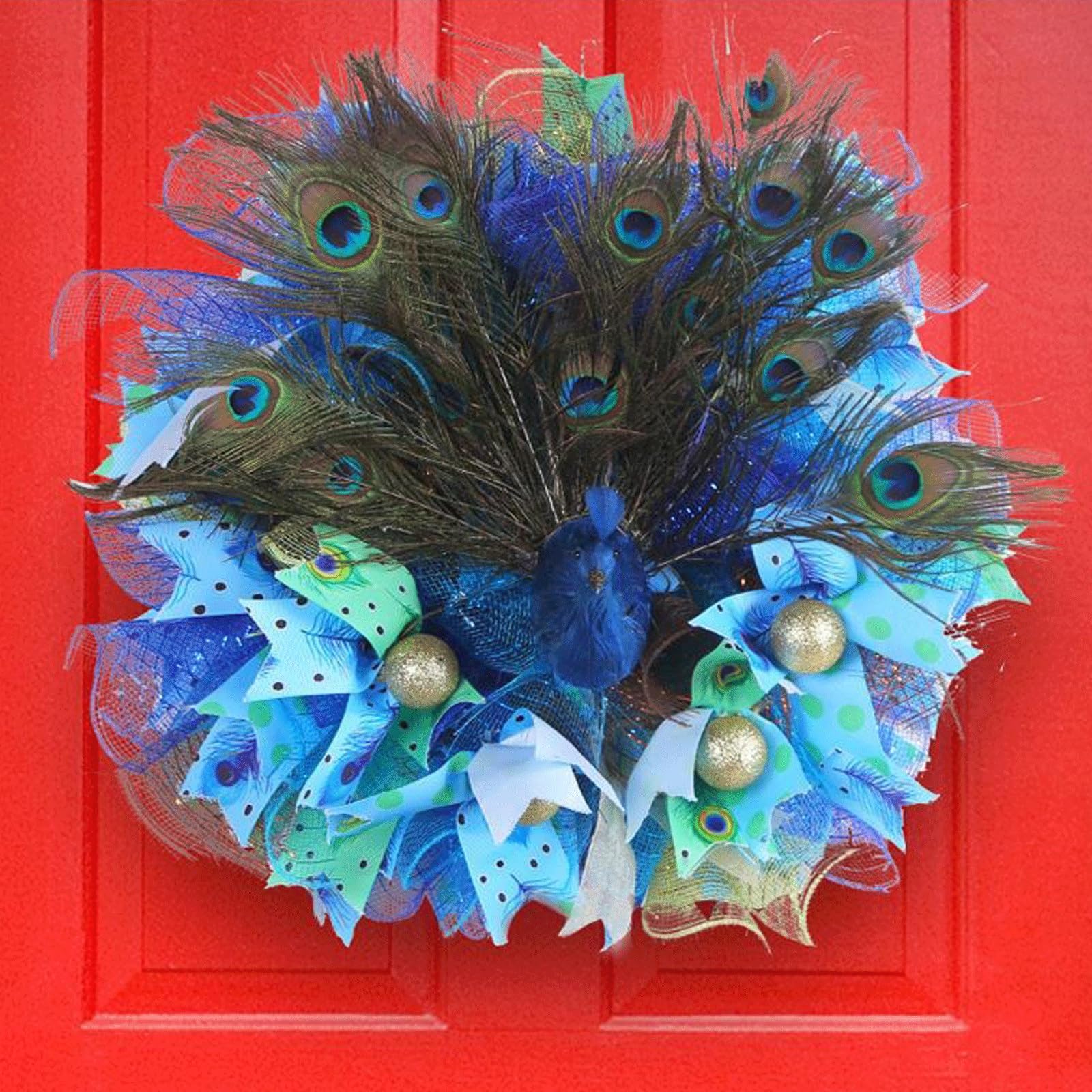 Ghirlanda da Esterno per Porta d'ingresso - Ghirlanda Primaverile in plastica Blu da 19x19 Pollici per Primavera/Estate, Cartello per Porta d'ingresso per finestre