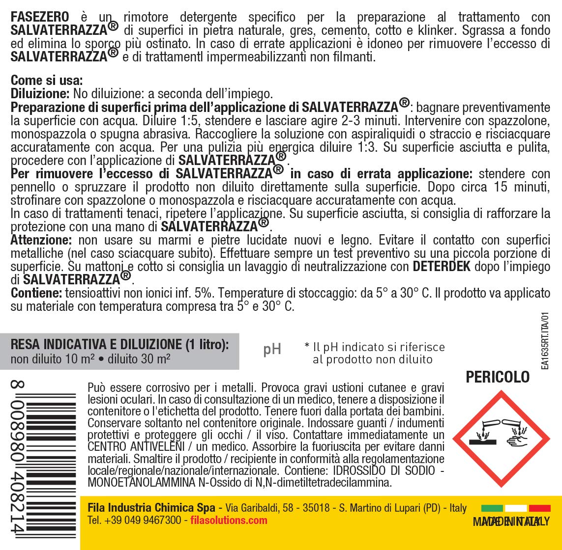 FASE ZERO Detergente Rimotore e Preparatore Concentrato