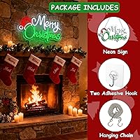 Vista 4 de Alegre Navidad Decoración para el Hogar Sombrero de Papá Noel Letrero de Neón LED Luces de Navidad Ornamentos Árbol de Decoración Letreros de Neón
