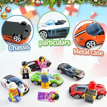 Advent Calendar 2026,Cars 24 Days Christmas Countdown Toys Set, 8 Holiday-Themed Cars And Accessories with Playmat, Gift & Toys for Kids 3 Years Old & Older