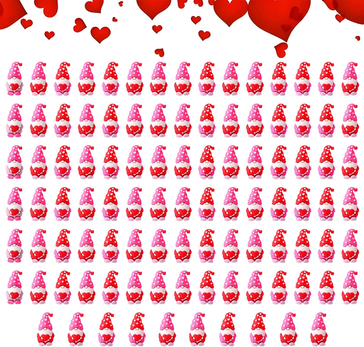 Valentine Gnome Gifts Bulk, Mini Heart Gnome Figurines, Non Candy Valentine’s Day Gifts for Classroom Office, Cute PVC Desk Decor, Small Valentine Party Favors for Kids Adults (50PCS)