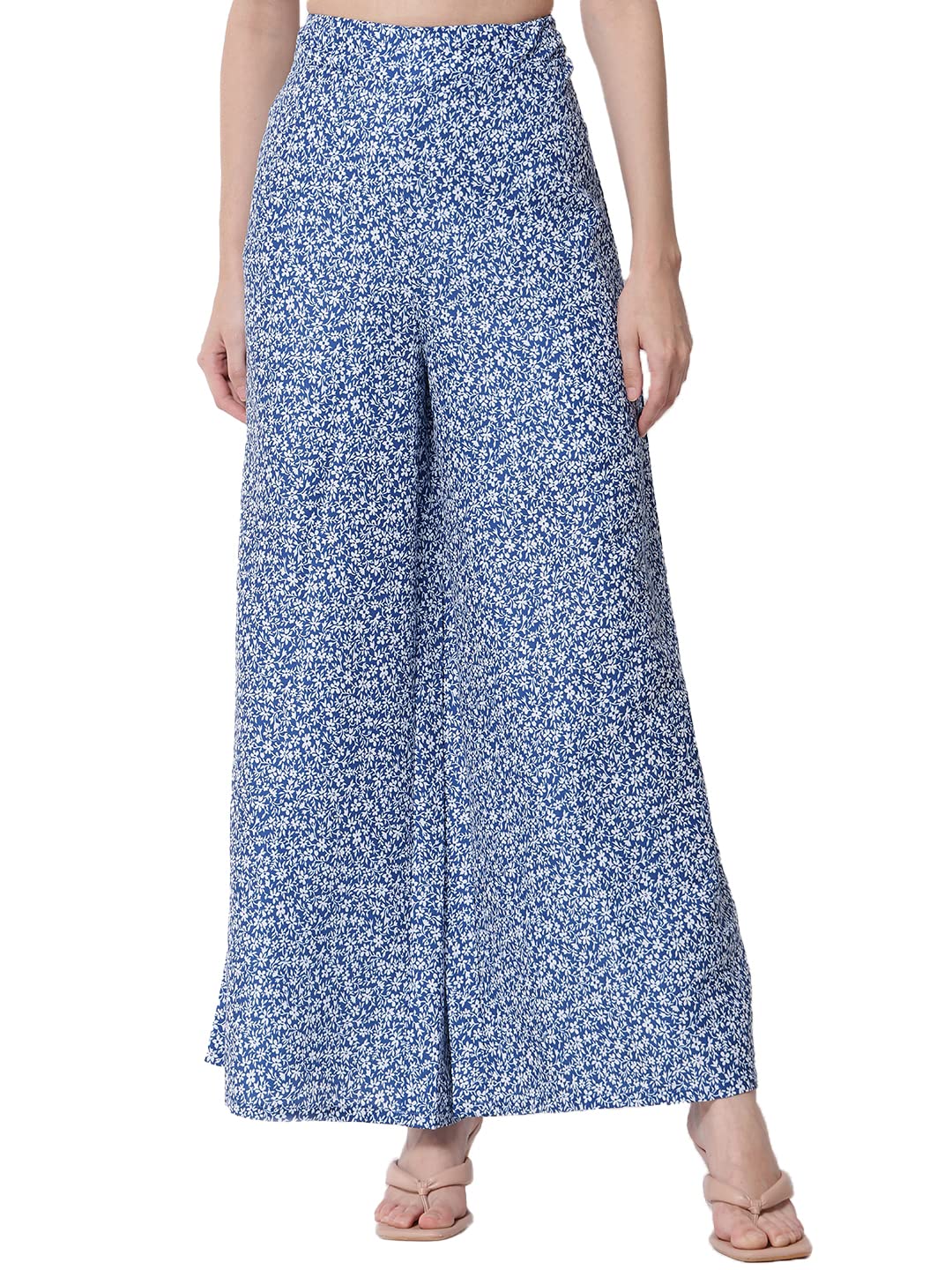 KOTTY Womens High Rise Viscose Rayon Flared Fit Solid Trousers