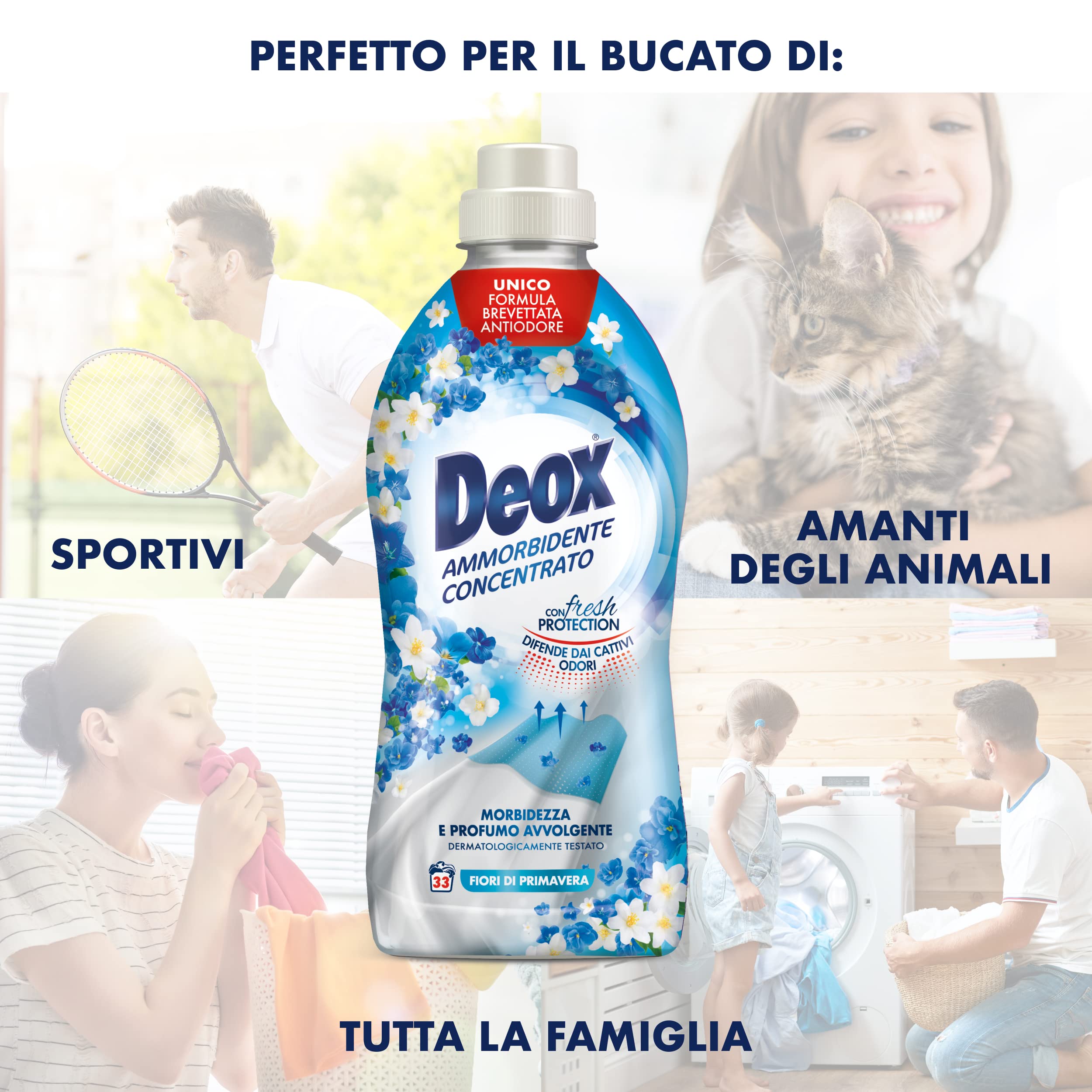 Deox Ammorbidente Lavatrice Concentrato, 264 Lavaggi, Fiori di Primavera, Capi Morbidi e Profumati, con Tecnologia Fresh Protection, 660ml x 8 Confezioni