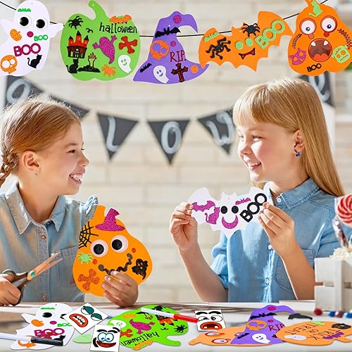 Miniatura 4 de Garma Juego de 330 calcomanías de espuma, manualidades de Halloween para niños, calabaza, fantasma, araña, murciélago, bruja, sombrero de bruja, kit