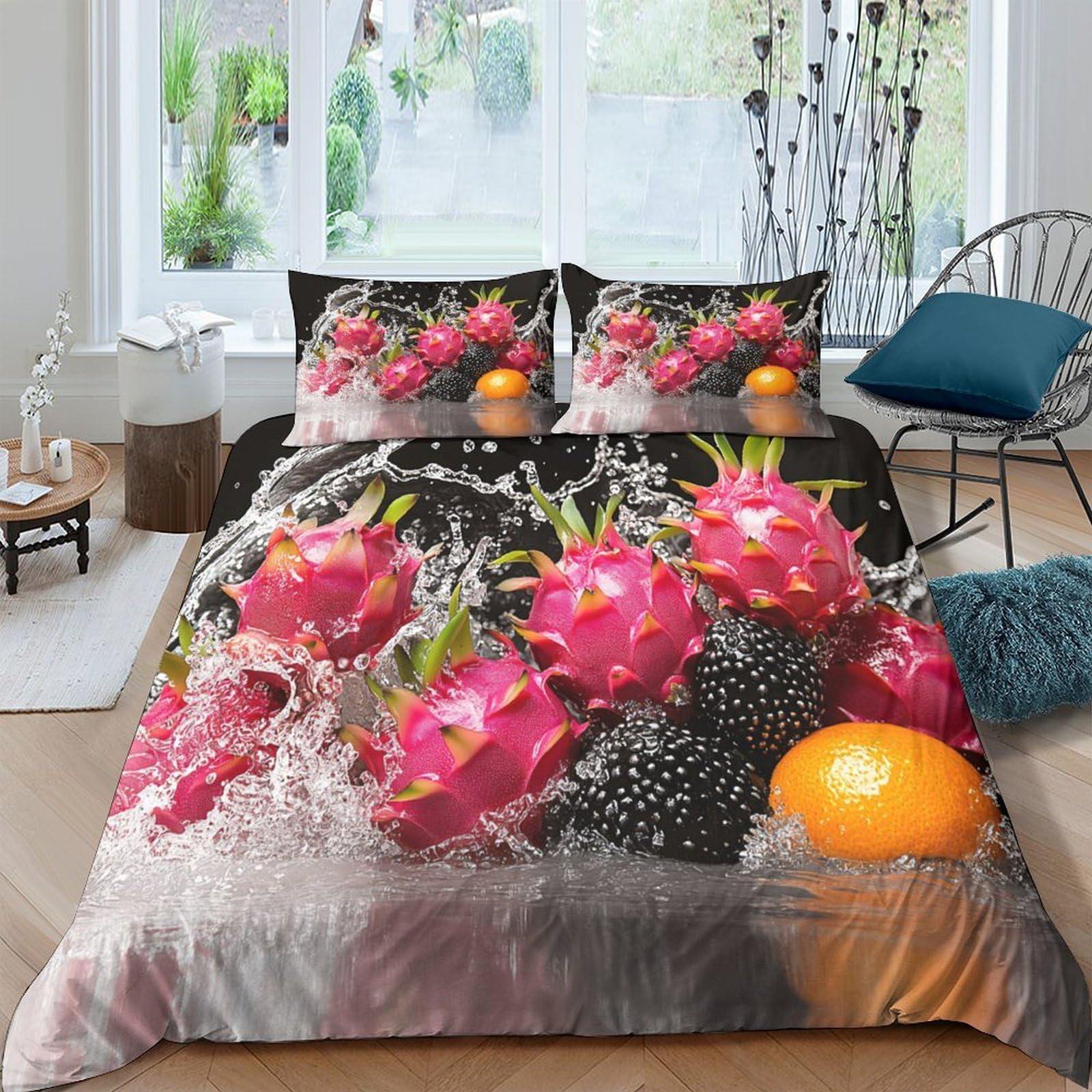 Ctjqhvkz Style-10 3D Printed Tropical Fruit Fitted Sheet Microfiber Soft Splash Citrus Bed Cover For Bedroom Guest Room Mattress Protection Decor Single（135X200cm）