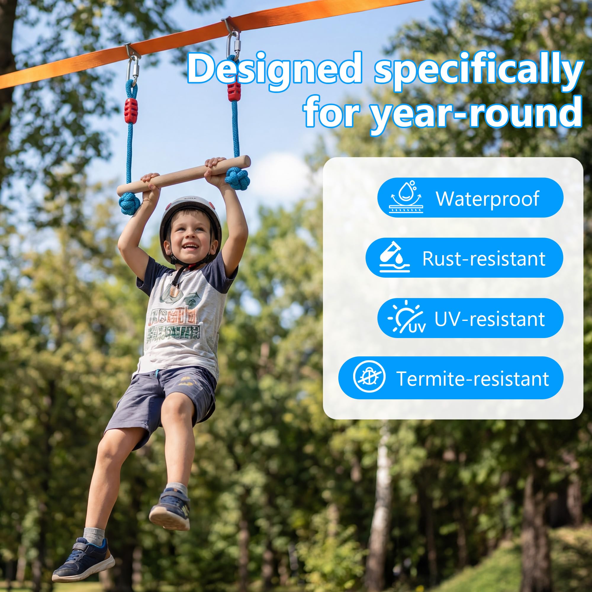 Slackline - Kit para niños, 15 m ninja, para niñas y niños, incluye escaleras, nudos de cuerda, ruedas de Ninja, anillos de suspensión, escaleras de escalada, etc