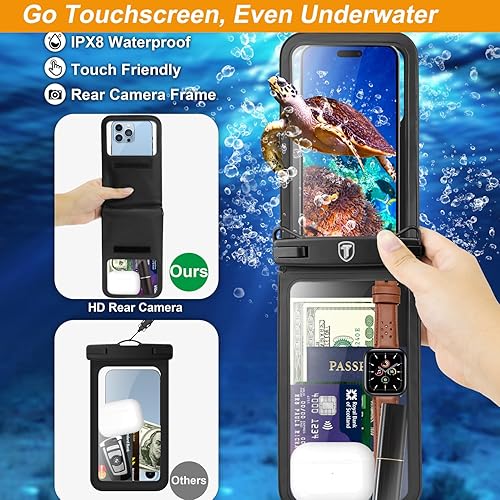 Miniatura 4 de Takfox Paquete de 2 bolsas impermeables para teléfono celular doble espacial, funda seca para Samsung Galaxy S23 Ultra S22 S21 A14 A13 A03S A54