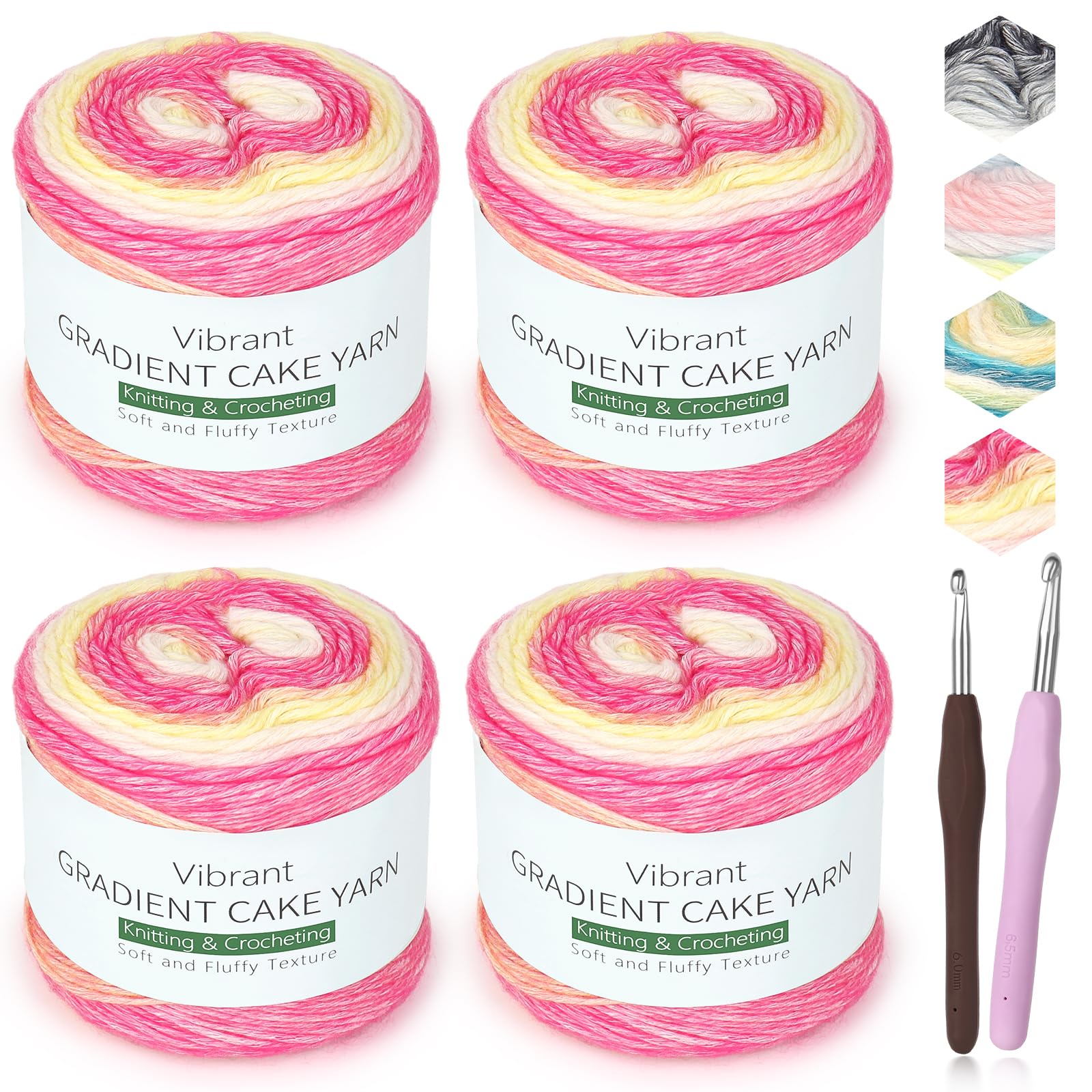 Fil de coton pour crochet Katech 4 pelotes multicolores de 100g