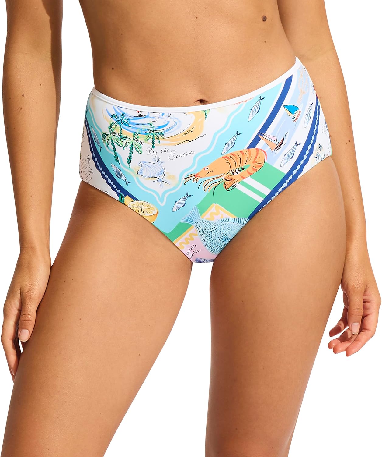 Seafolly Women's High Waisted Full Coverage Low Legline Bikini Bottom Swimsuit