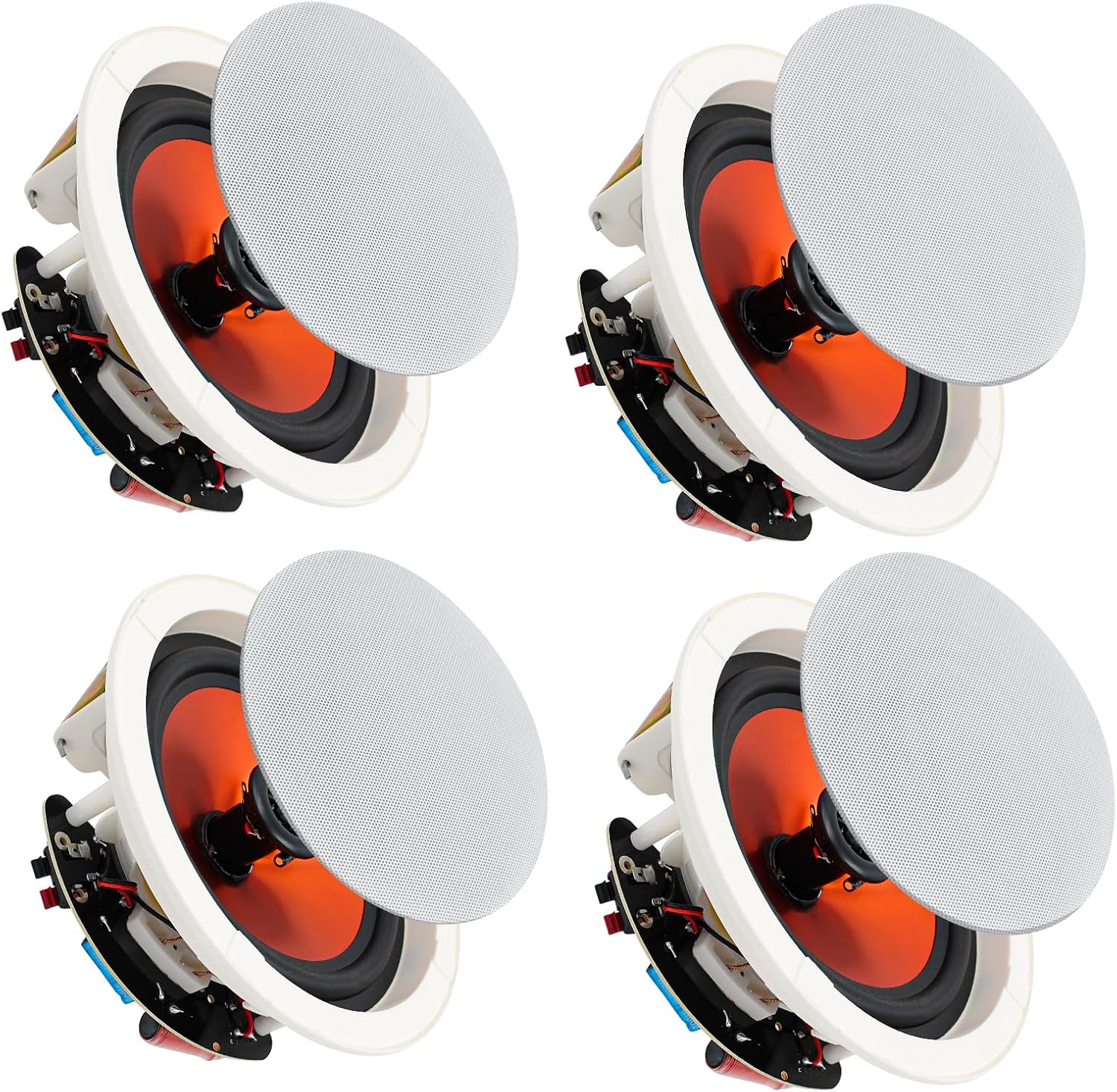 STUDIOFINIX 6.5 Inch Ceiling Speakers 600 Watts Flush Mount, Great for Home Theater, Living Room, Office,Kichten,Study Room,Basement,Covered Patio and Flush Mount(4 Speakers)