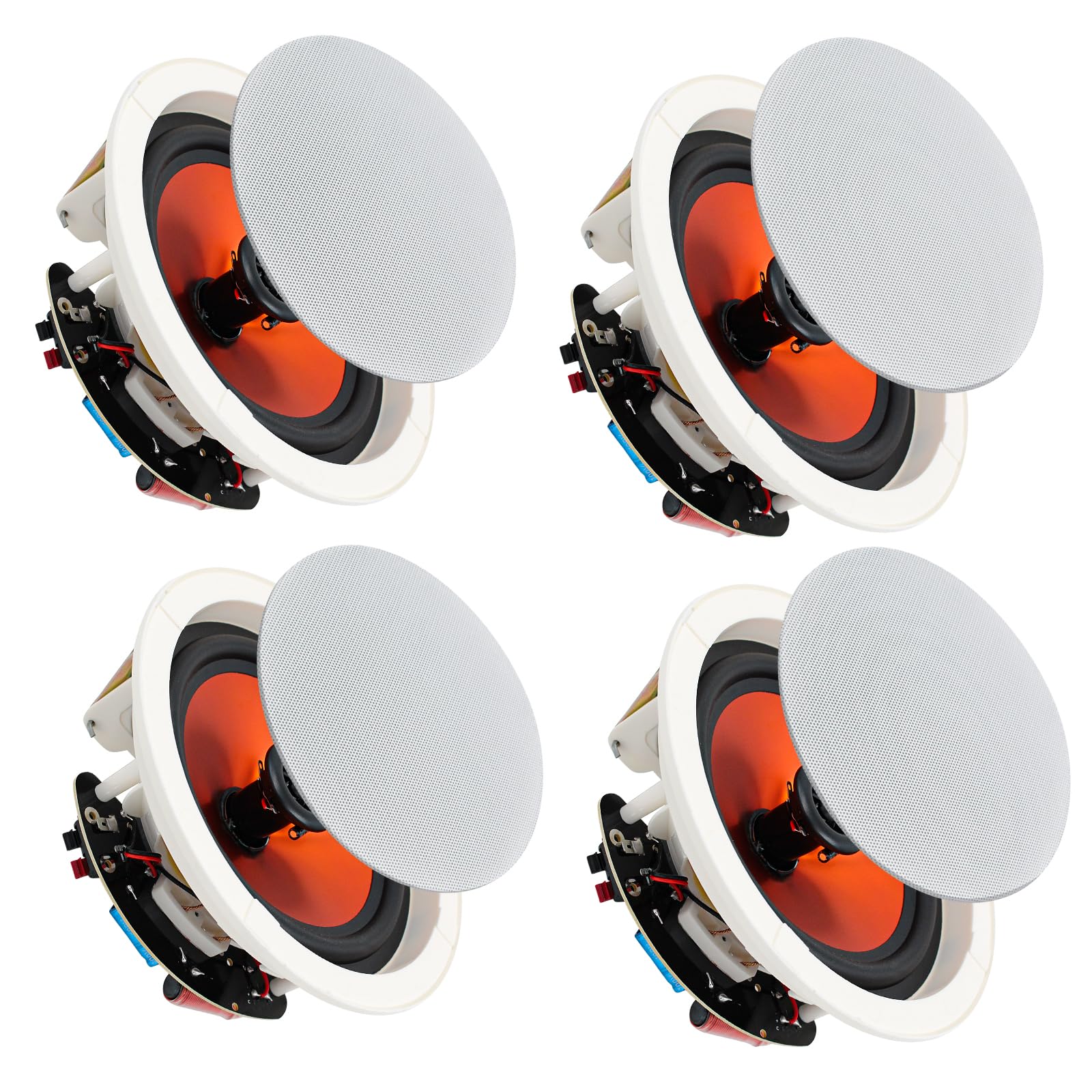 STUDIOFINIX 6.5 Inch Ceiling Speakers 600 Watts Flush Mount, Great for Home Theater, Living Room, Office,Kichten,Study Room,Basement,Covered Patio and Flush Mount(4 Speakers)