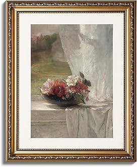 ARPEOTCYVintage Gold Framed Wall Art, Nature Flower Scenery Retro Paintings, Canvas Prints Artwork with Antique Frame, Victorian Wall Pictures Decor for Living Room Gallery Room, 13x16 inch