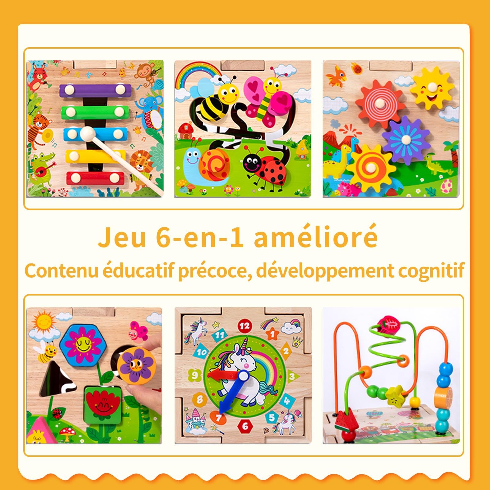 Jouet Montessori 1-3 Ans, Cube Motricité Bébé, Jeux Éducatif 1 an, Motricité Fine, Cadeau Fille Garçon