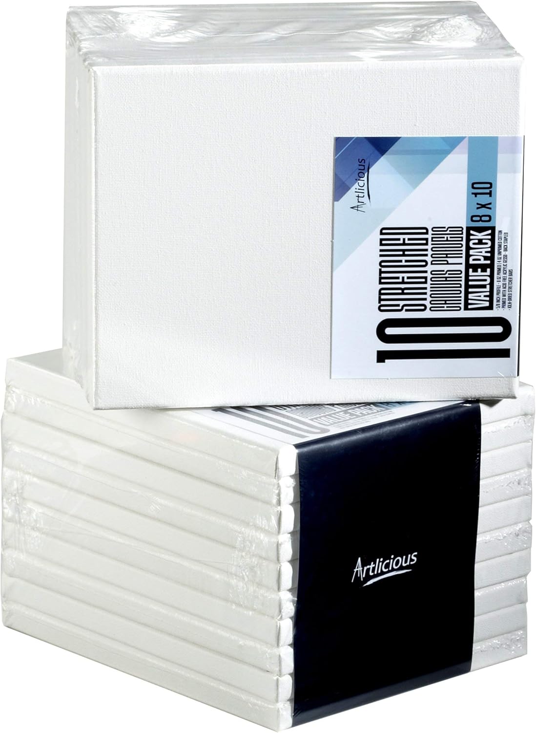 Artlicious Canvases for Painting - 10 Pack White, 8 x 10 Inch Blank Canvas Boards - Stretched Art Panels to Use with Oil and Acrylic Paint - Art Supplies for Adults & Kids