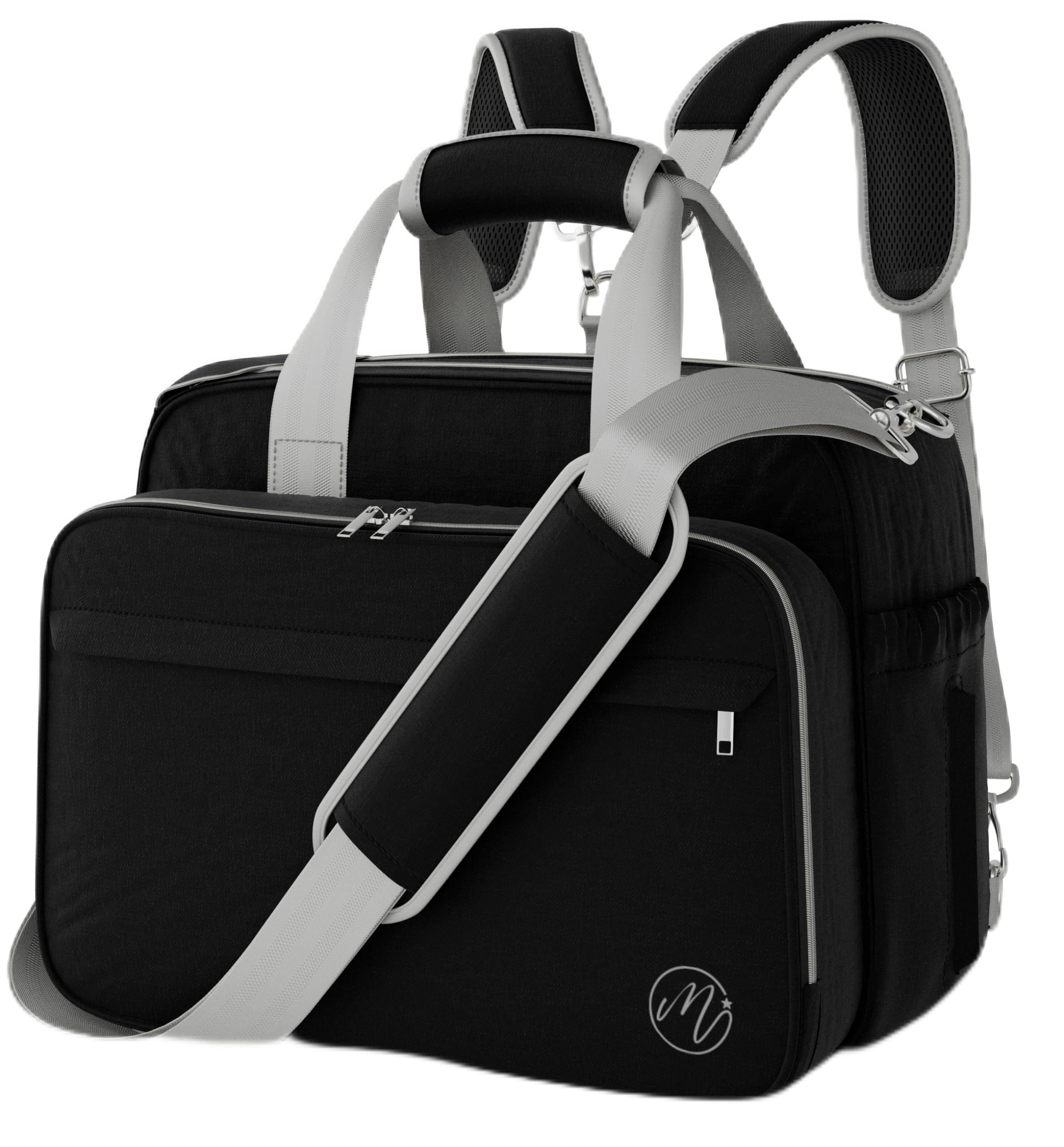 Mellories 4 in 1 Convertible Diaper Bag Tote For Baby Boys and Girls - Converts Into Diaper Backpack, Baby Tote, Stroller Bag and Crossbody Diaper Bag - Black Baby Travel Bag - Gift for Mom