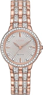 Ladies' Silhouette Crystal Eco-Drive Watch, 3-Hand Date, Stainless Steel