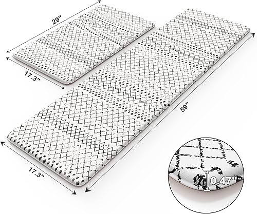 Miniatura 2 de KIMODE Alfombrillas de cocina, 2 unidades, alfombras geométricas antifatiga, antideslizantes, impermeables, tapetes de cocina para piso, tapete de